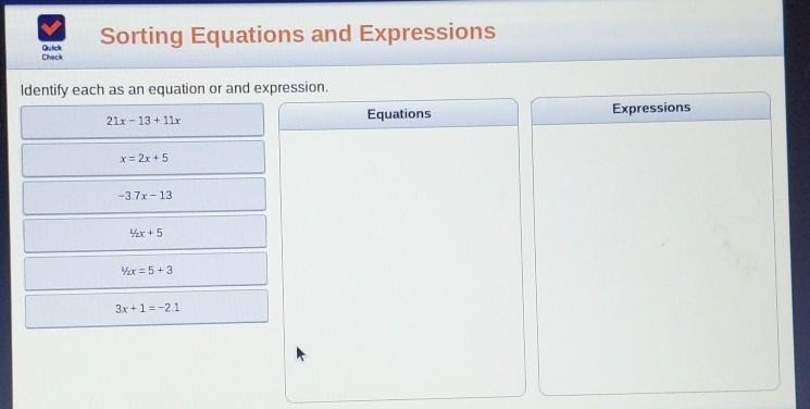 Identify each as an equation or and expression.​-example-1