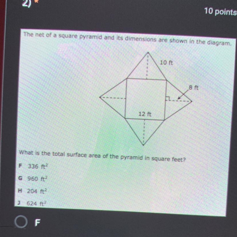 What is the total surface area of the pyramid in square feet-example-1