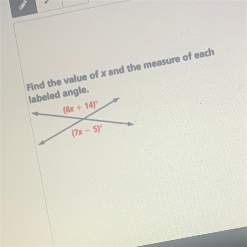 Fine the value of X and the measure of each labeled angle-example-1