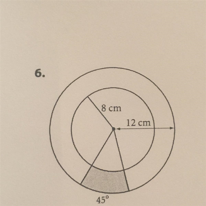 Find the area of the shaded region. Write your answers in terms of pi.-example-1