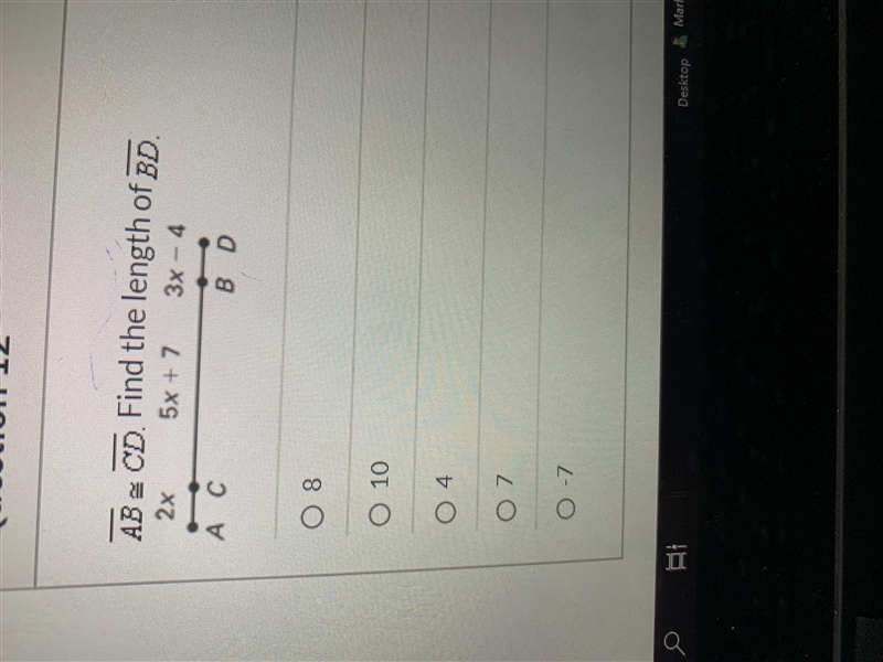 AB congruent CD. Find the length of BD.-example-1