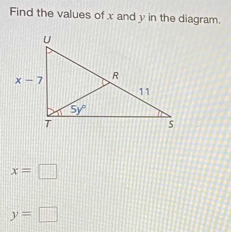 Find the Values of X and Y in the diagram. PLZ HELP-example-1