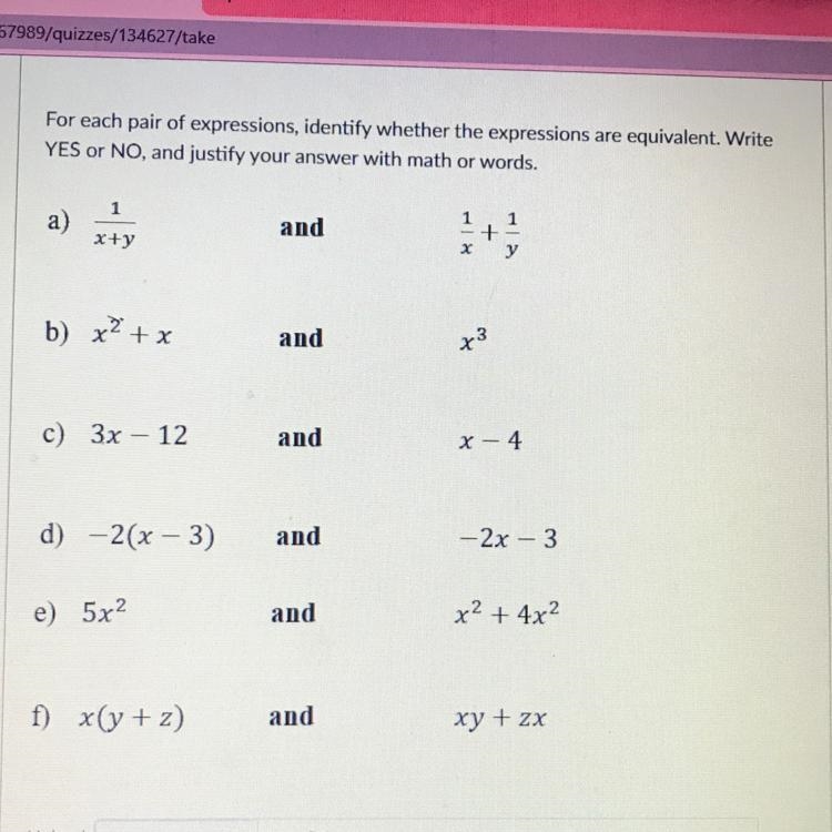 NEEDED ASAP !! For each pair of expressions, identify whether the expressions are-example-1