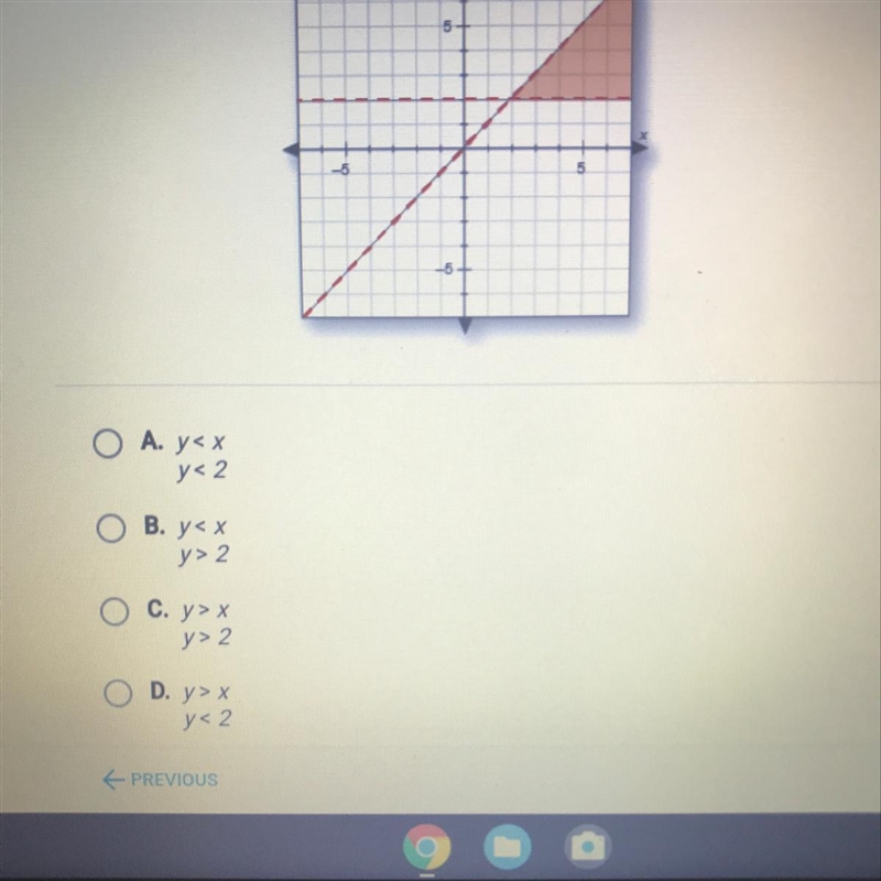 Which system of inequalities is shown?-example-1