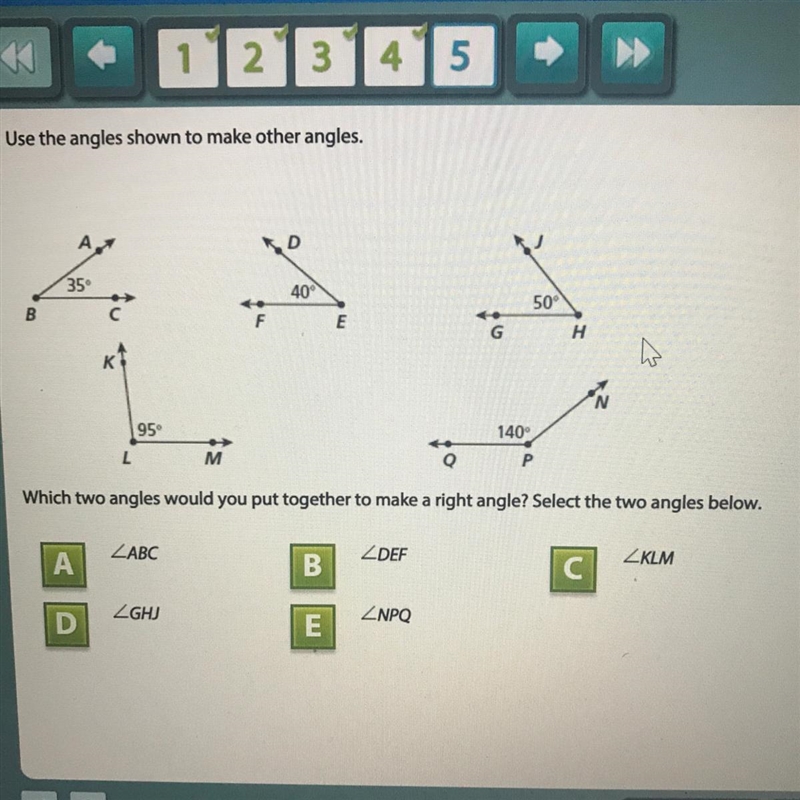 Use angles shown to make other angles ... Please help.. I know I have a lot of these-example-1