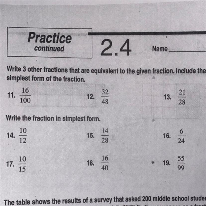 Write 3 other fractions that are equivalent to the given fraction. Include simplest-example-1