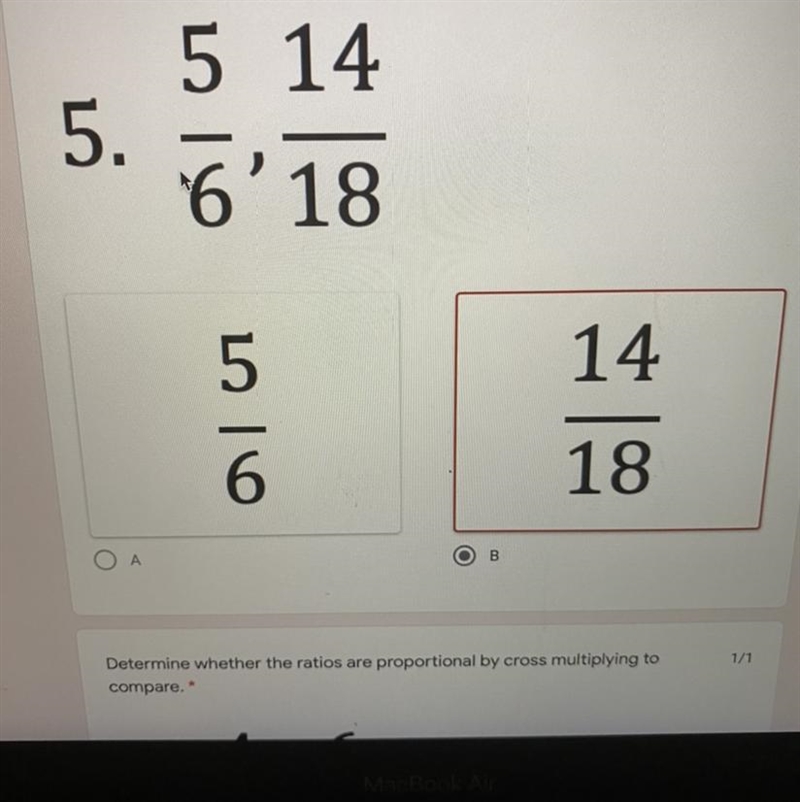 PLEASE HELP!!! Compare the ratios to determine which ratio is greater by cross multiplying-example-1