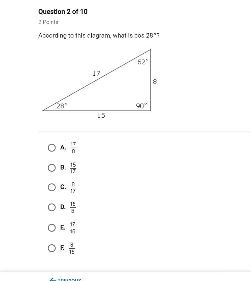 Acccording to this diagram what is cos 28-example-1