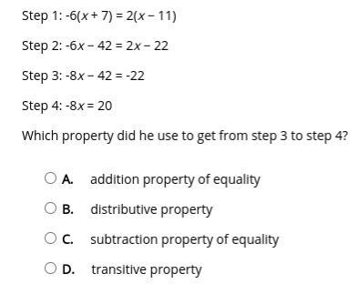 Please Help! Select the correct answer. Simon used these steps to solve an equation-example-1