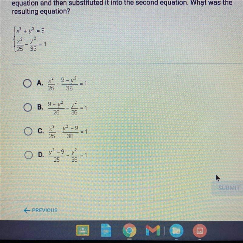 To solve the system of equations below, Becca isolated in the first equation and then-example-1