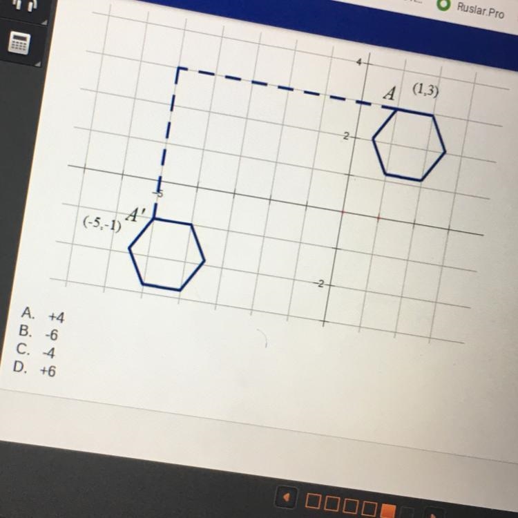 The graph below shows a translation of preimage hexagon with vertex A to image hexagon-example-1