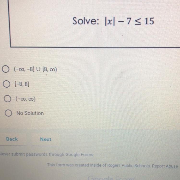 Help please! Due today Solve: |x|-7<15-example-1