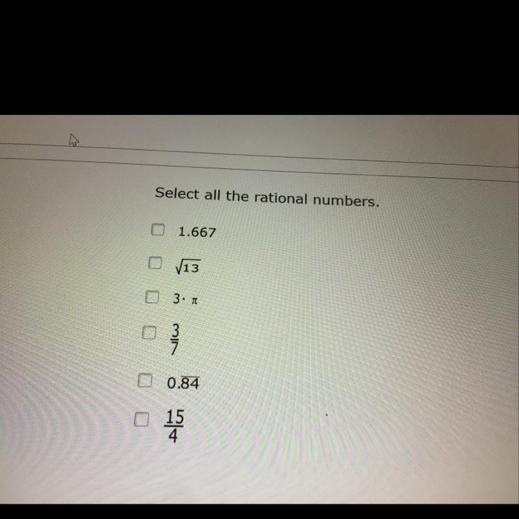 Select all the rational numbers-example-1