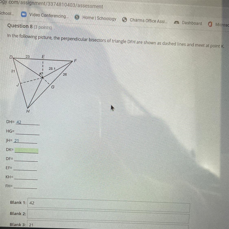 In the following picture, the perpendicular bisectors of triangle DFH are shown as-example-1