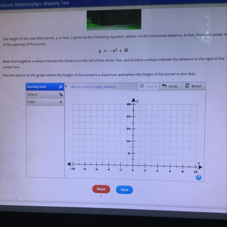 Plot the the points on the graph where the height of the tunnel is a maximum and where-example-1