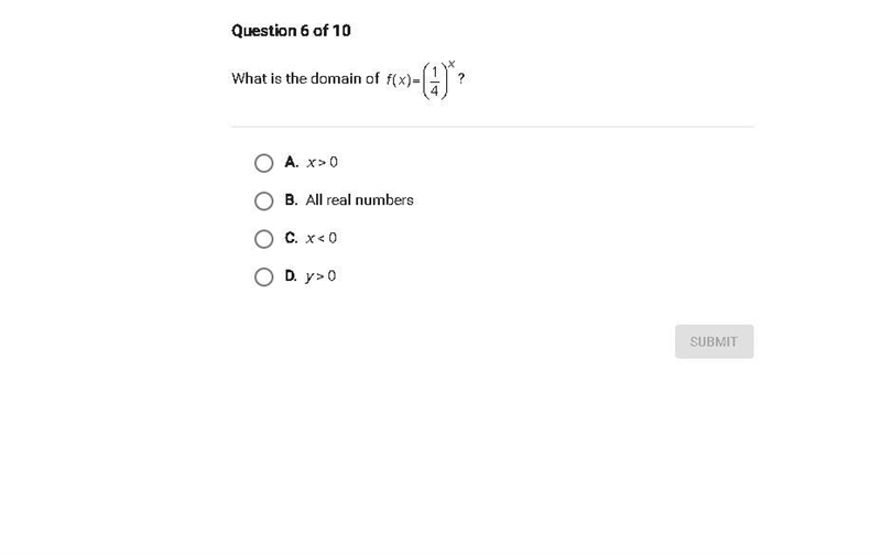 What is the domain of f(x)=(1/4)^x-example-1