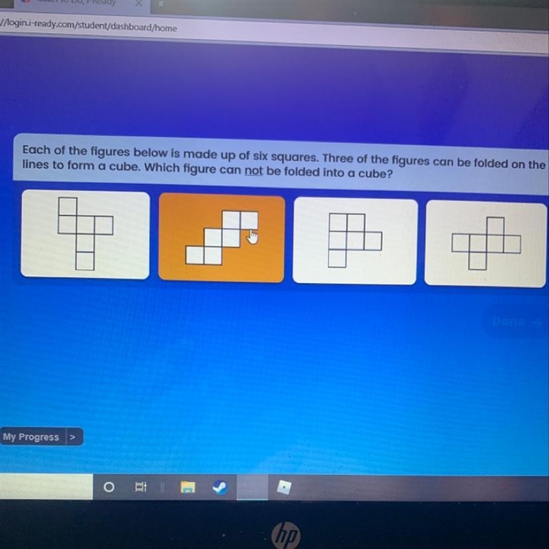 Each of the figures below is made up of six squares three of the figures can be folded-example-1