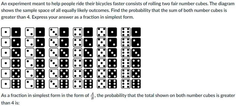 Find the probability that the number of both cubes is greater than 4.-example-1