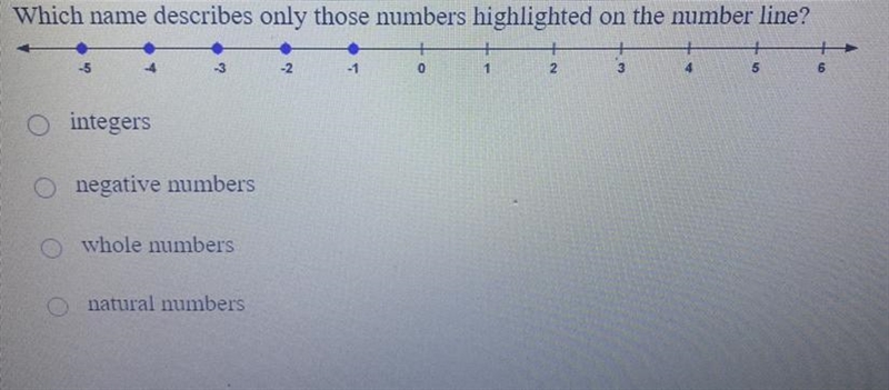 Which name describe only those numbers highlighted on the number line.-example-1