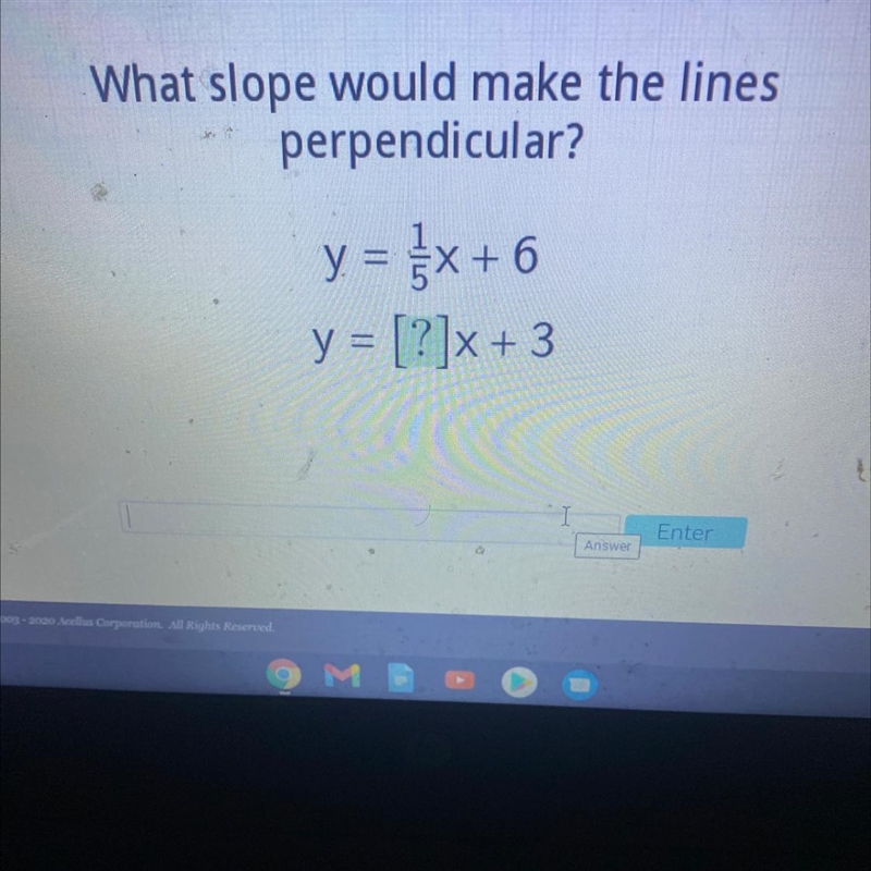 What slope would make the lines perpendicular? y. = }x+6 = [?]x+ 3-example-1