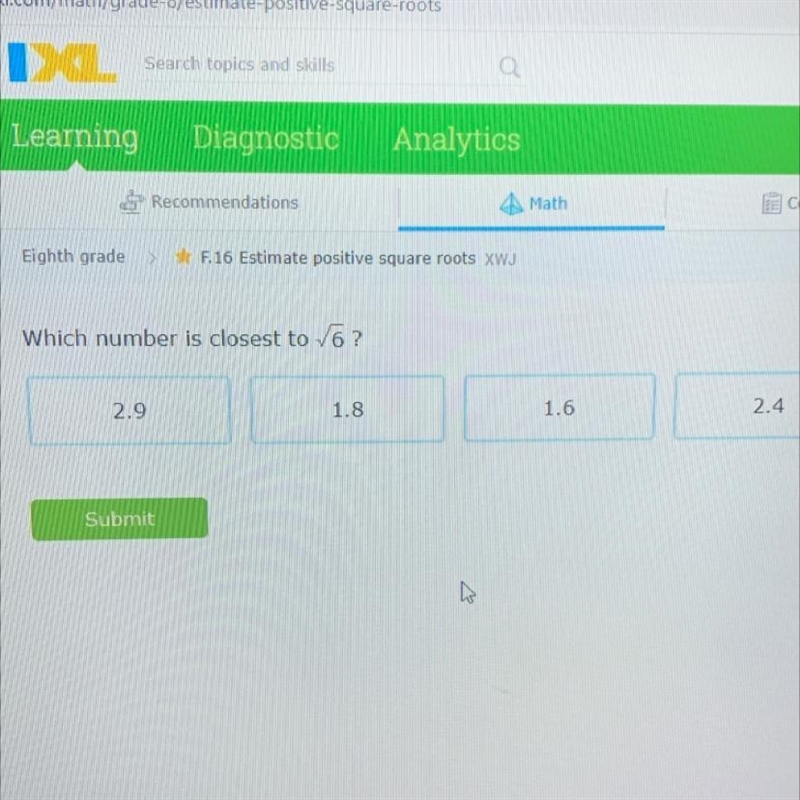 Which number is closest to V6 ?-example-1