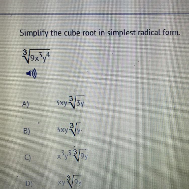 Simplify the cube root in simplest radical form. 9x374 Please help-example-1