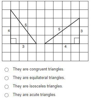 HELP ME PLS!! Which is true about the two triangles?-example-1