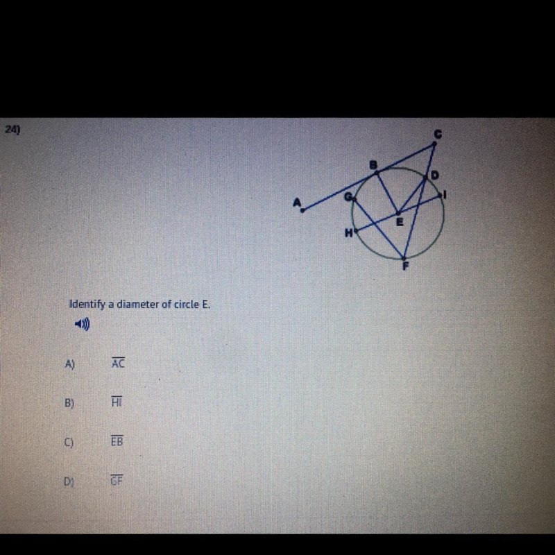 HELPPP PLS ASAPPPPPP Identify a diameter of circle E.-example-1