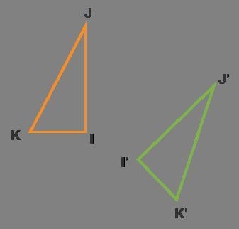 Triangle K J I is reflected to form triangle J prime K prime I prime. Which type of-example-1