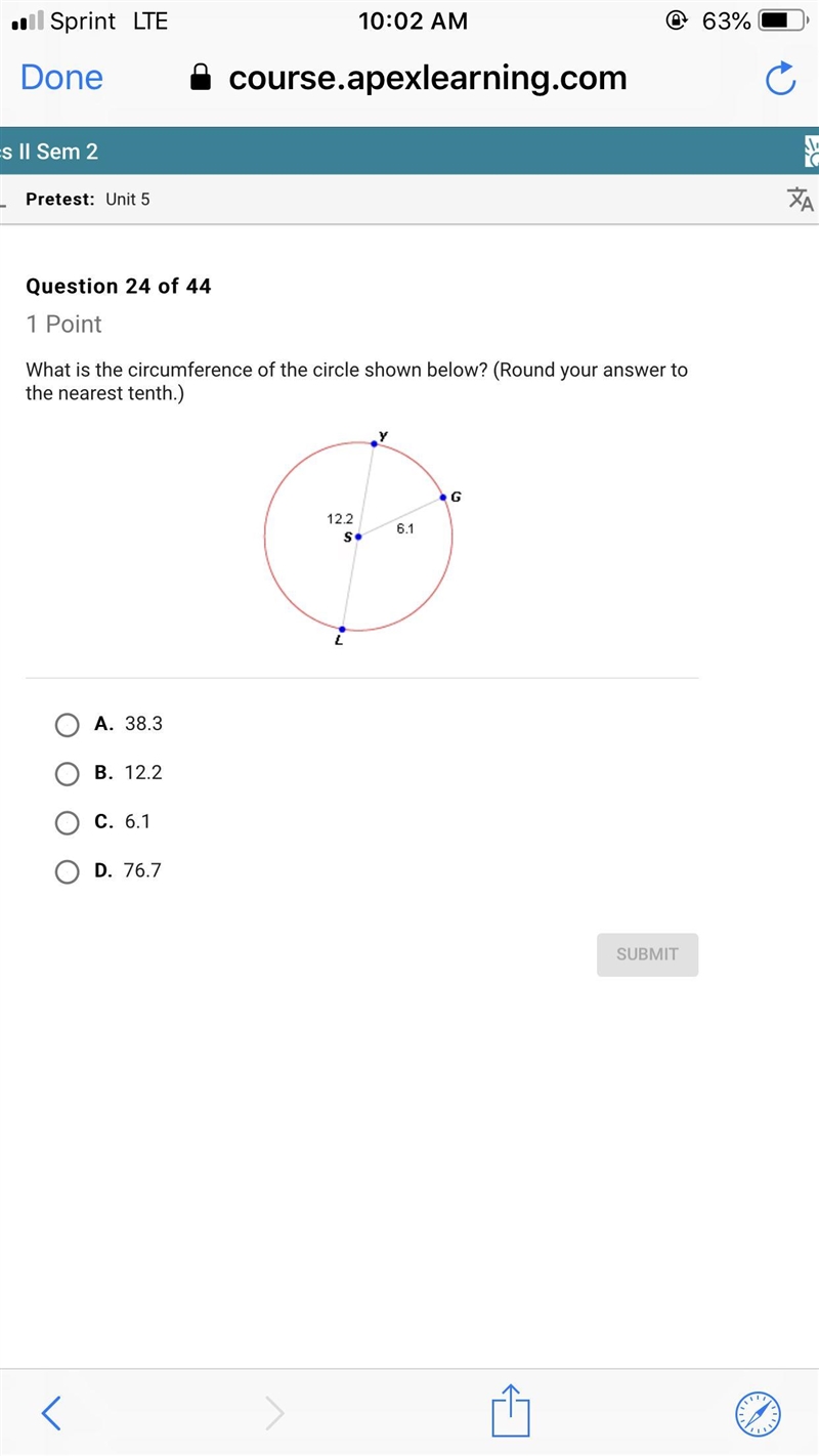 What is the circumference of the circle shown below (round your answer to nearest-example-1