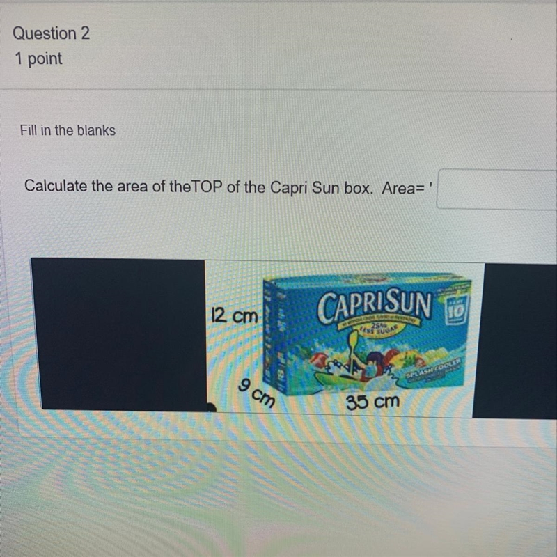 Calculate the area of the TOP of the Capri Sun box-example-1