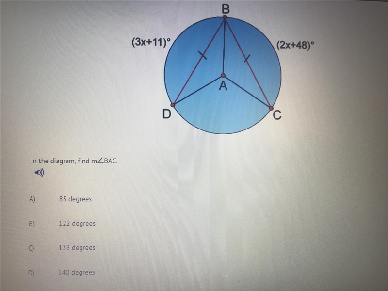 In the diagram find m angle BAC-example-1