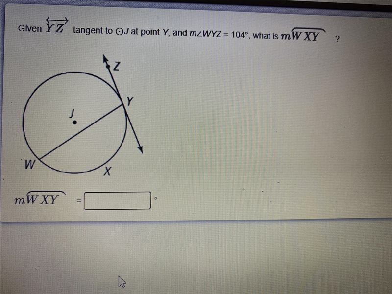 What is the measure of arc WXY-example-1