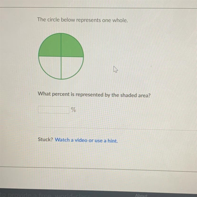 What percentage is the shaded area-example-1