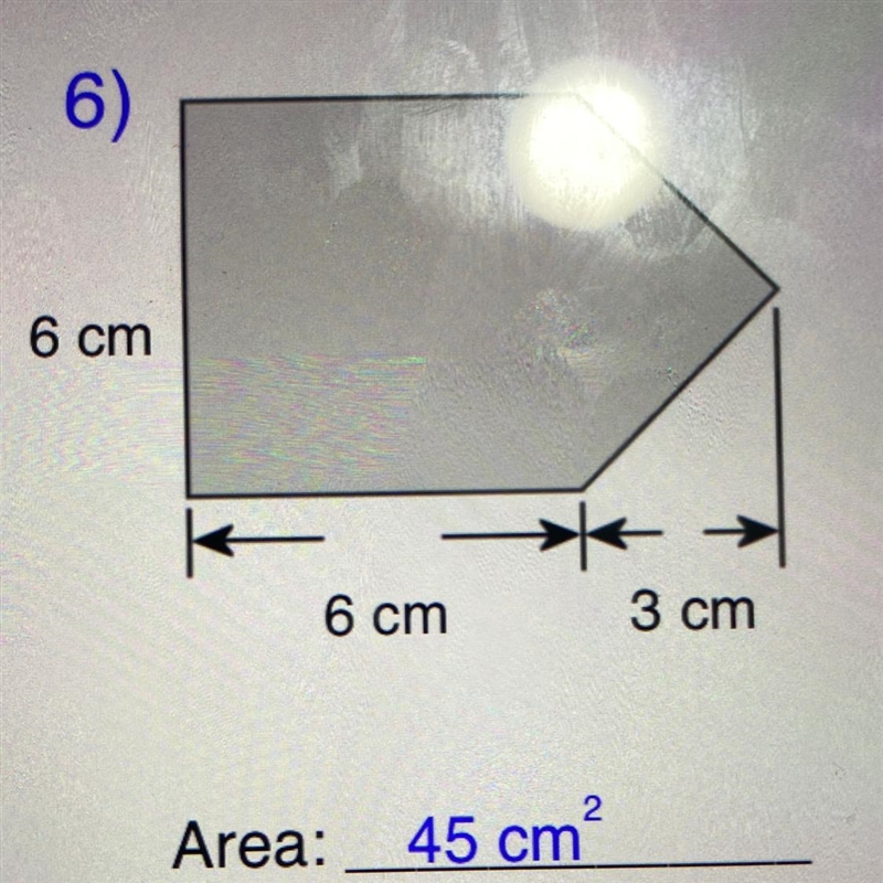 Find the area of the Compound shape The answer is 45 m^2 I just need the steps....-example-1