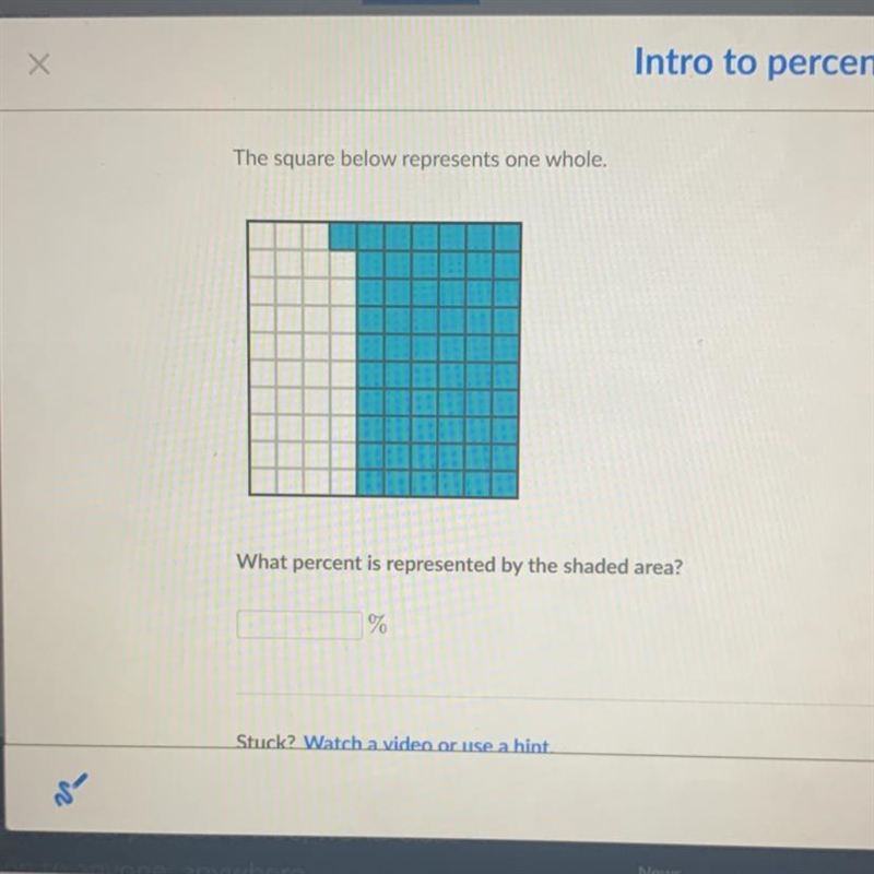 What percentage is the shaded area-example-1