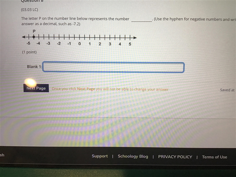 The P on number line below represents the number-example-1