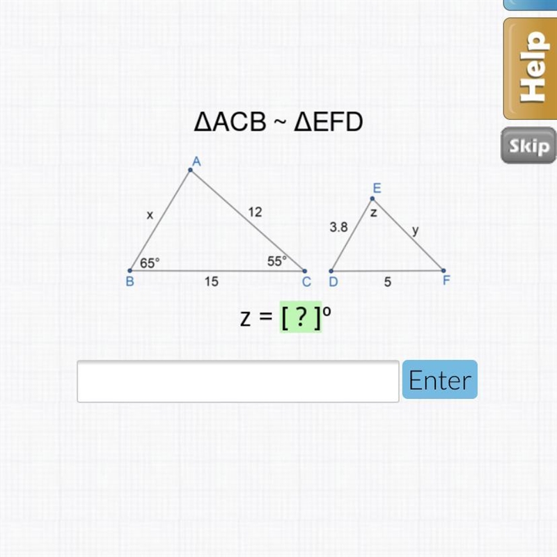 What is the answer? ACB ~ EFD-example-1