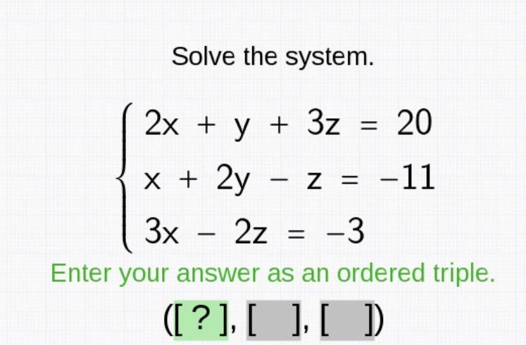 I'm confused on how to go about solving this, I got to this part: 2x+y+32=20 -3y-3z-example-1