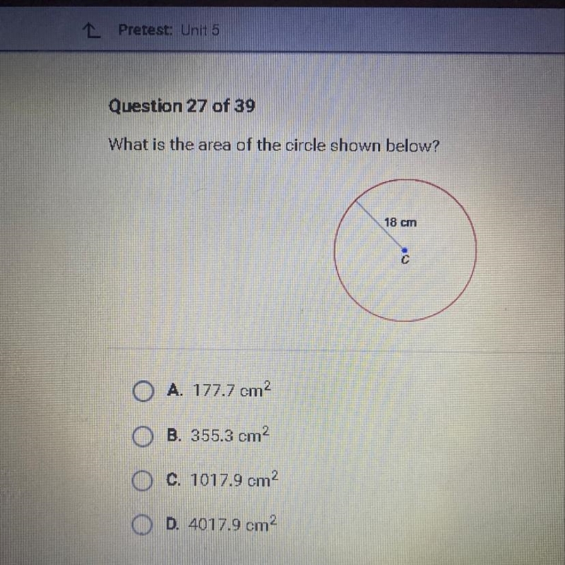 HELP ASAP What is the area of the circle shown below?-example-1