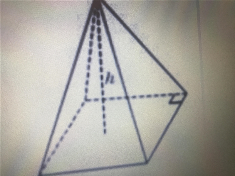 Find the Volume of the square pyramid of the area of the base is 48cm and the height-example-1