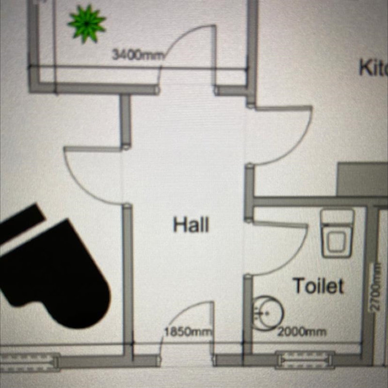 Find the area of the hall-example-1