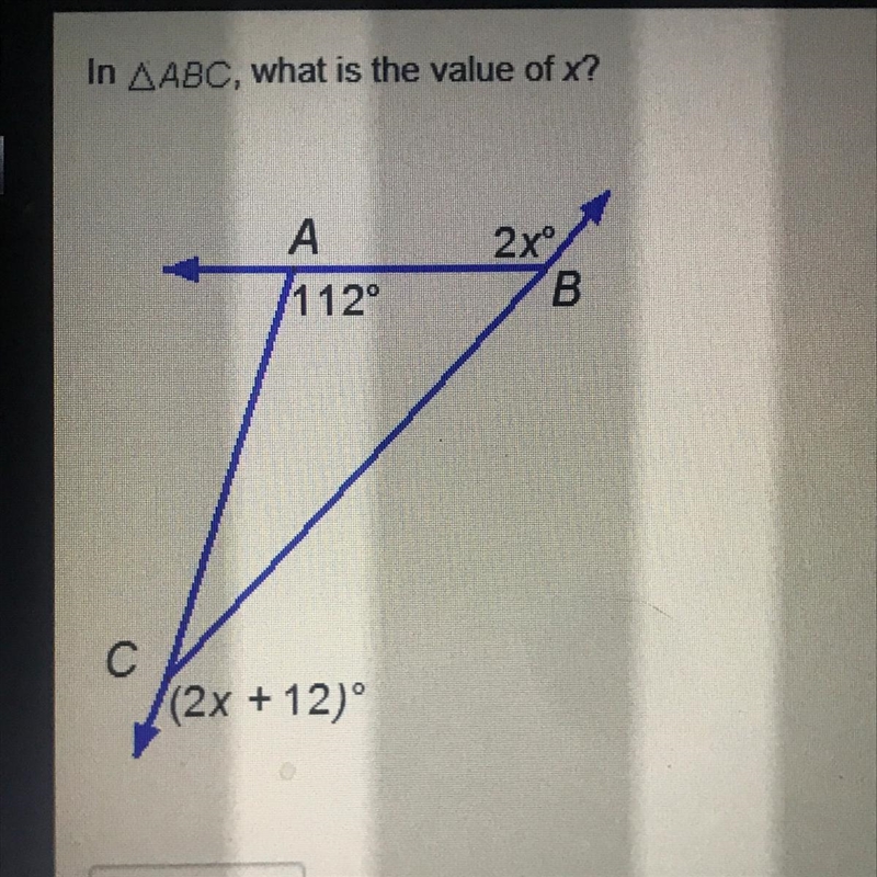 In ΔABC what is the value of x?-example-1