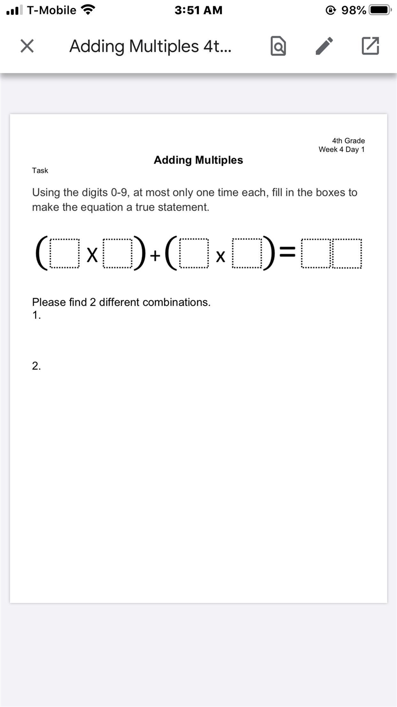 Using the digits 0-9, at most only one time each, fill in the boxes to-example-1