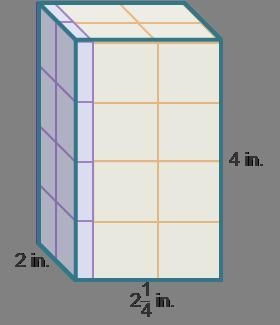 Calculating Volume from Fractional Dimensions A prism with a length of 2 and one-fourth-example-1