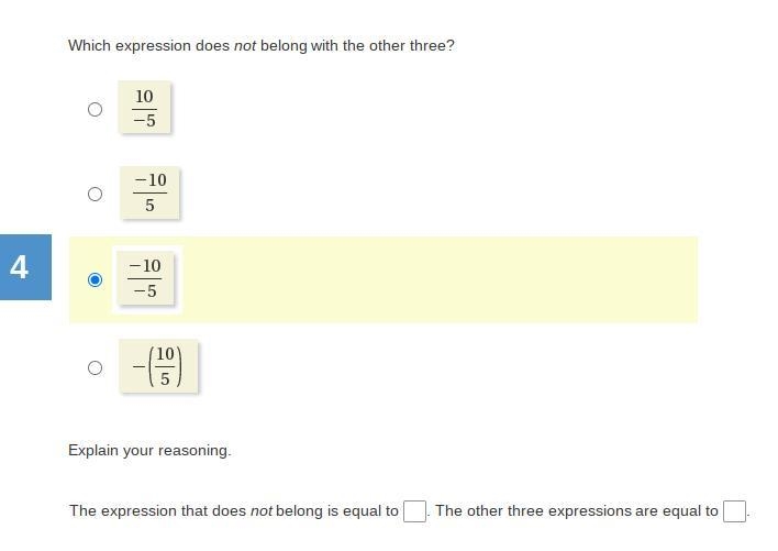 Which expression does not belong with the other three?-example-1