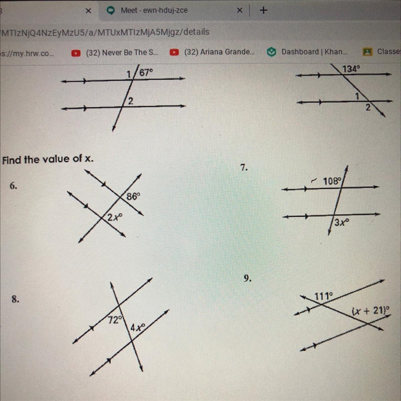 (11 points!) PLEASEEEEEEEEE Find the value of x for numbers 6,7,8,and 9 and please-example-1