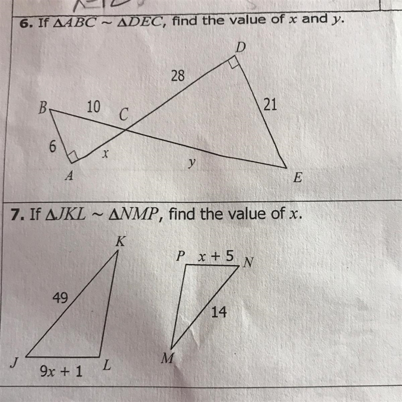 6 and 7? Geometry homework-example-1