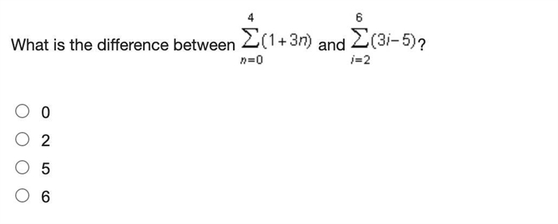 What is the difference between sigma (1+3n) and (3i-5)?-example-1