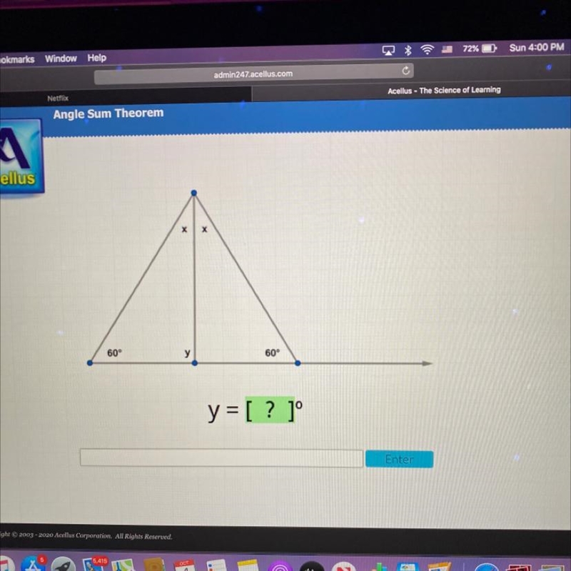 ANSWER NOW PLS х х 60° у 60° y = [? ] Enter-example-1